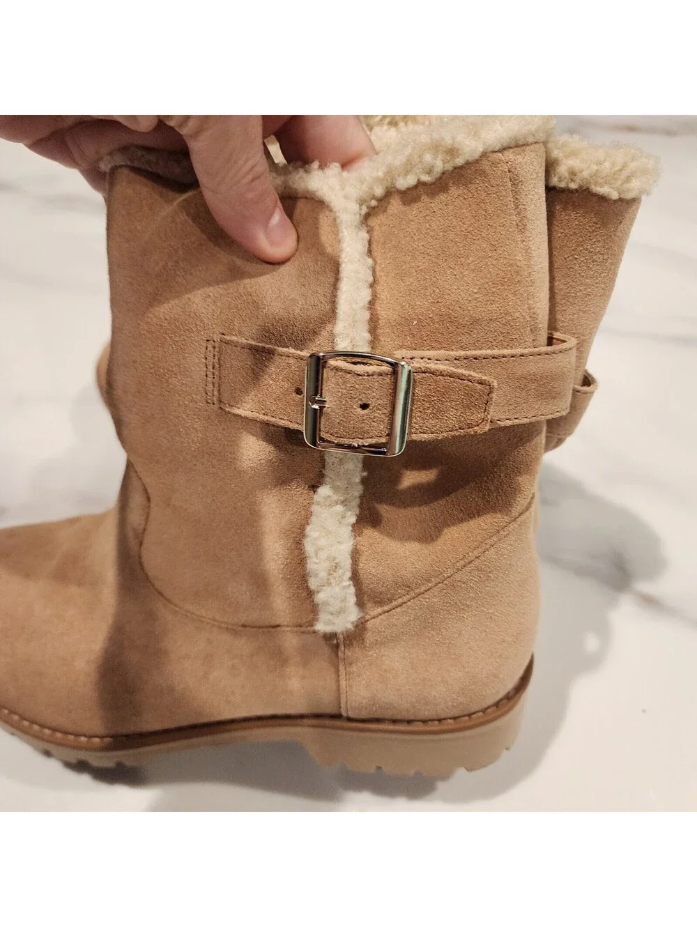 Jack Rogers Women’s Suede Shearling Lined Ankle Boots Tan Size 9.5